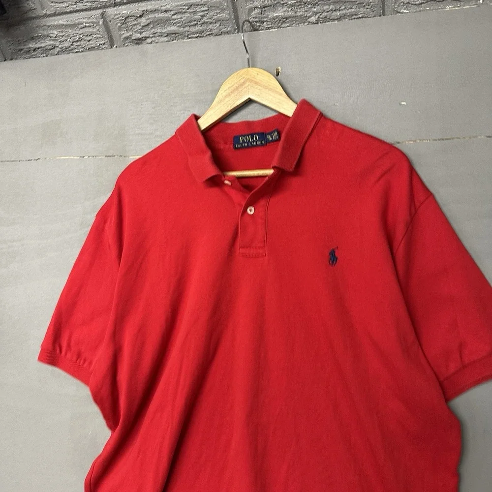 Ralph Lauren Polo Shirt Red Classic Fit Mens XL Big Pony‎ Logo 3 Casual Preppy